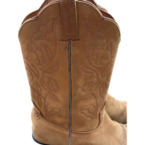 Roadwolf Sz 7M Tan Western Roper Cowboy Boots Leather Western Embroidered - Picture 3 of 11